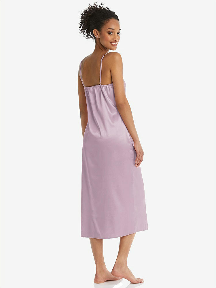 Back View - Suede Rose  Midi Stretch Satin Slip with Adjustable Straps - Asley