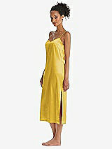 Side View Thumbnail - Marigold  Midi Stretch Satin Slip with Adjustable Straps - Asley