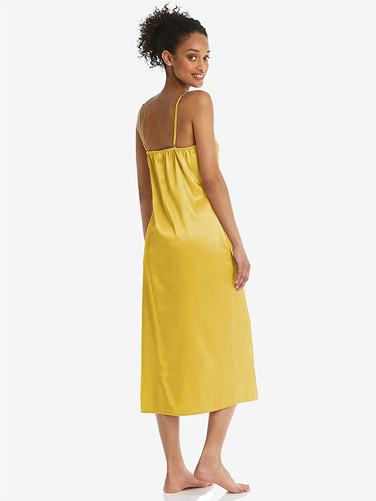 Back View - Marigold  Midi Stretch Satin Slip with Adjustable Straps - Asley