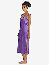 Side View Thumbnail - Pansy  Midi Stretch Satin Slip with Adjustable Straps - Asley