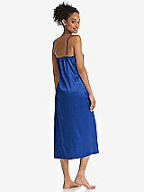 Rear View Thumbnail - Sapphire  Midi Stretch Satin Slip with Adjustable Straps - Asley