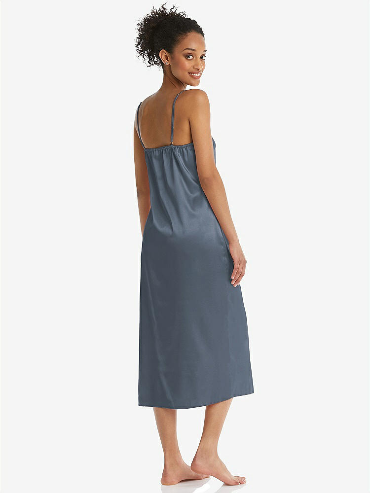 Back View - Silverstone  Midi Stretch Satin Slip with Adjustable Straps - Asley