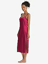 Side View Thumbnail - Valentine  Midi Stretch Satin Slip with Adjustable Straps - Asley