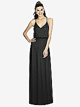 Front View Thumbnail - Black Inverted V-Back Blouson A-Line Maxi Dress