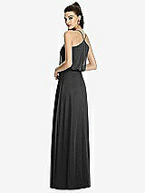 Rear View Thumbnail - Black Inverted V-Back Blouson A-Line Maxi Dress