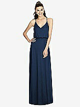 Front View Thumbnail - Midnight Navy Inverted V-Back Blouson A-Line Maxi Dress