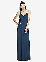 Front View Thumbnail - Sofia Blue Inverted V-Back Blouson A-Line Maxi Dress