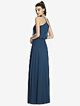 Rear View Thumbnail - Sofia Blue Inverted V-Back Blouson A-Line Maxi Dress