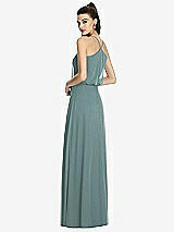 Rear View Thumbnail - Smoke Blue Inverted V-Back Blouson A-Line Maxi Dress