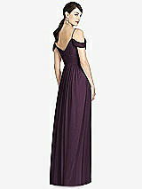 Rear View Thumbnail - Aubergine Pleated Off-the-Shoulder Crossover Bodice Maxi Dress