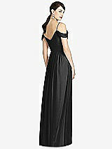 Rear View Thumbnail - Black Pleated Off-the-Shoulder Crossover Bodice Maxi Dress