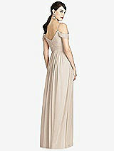 Rear View Thumbnail - Nude Gray Pleated Off-the-Shoulder Crossover Bodice Maxi Dress