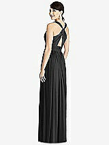 Rear View Thumbnail - Black Shirred Wrap Bodice Twist Back Maxi Dress