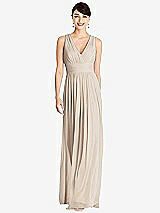 Front View Thumbnail - Nude Gray Shirred Wrap Bodice Twist Back Maxi Dress