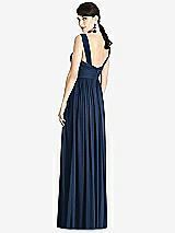 Rear View Thumbnail - Midnight Navy & Light Nude Illusion Plunge Neck Shirred Maxi Dress