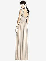 Rear View Thumbnail - Nude Gray & Light Nude Illusion Plunge Neck Shirred Maxi Dress
