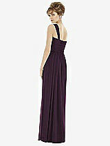 Rear View Thumbnail - Aubergine One-Shoulder Asymmetrical Draped Wrap Maxi Dress