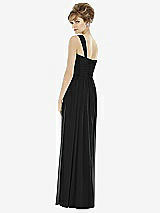 Rear View Thumbnail - Black One-Shoulder Asymmetrical Draped Wrap Maxi Dress