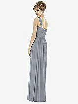 Rear View Thumbnail - Platinum One-Shoulder Asymmetrical Draped Wrap Maxi Dress