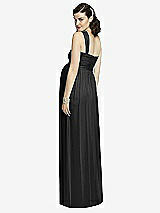Rear View Thumbnail - Black One-Shoulder Asymmetrical Draped Wrap Maternity Dress
