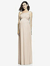 Front View Thumbnail - Nude Gray One-Shoulder Asymmetrical Draped Wrap Maternity Dress
