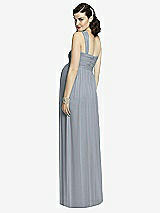 Rear View Thumbnail - Platinum One-Shoulder Asymmetrical Draped Wrap Maternity Dress
