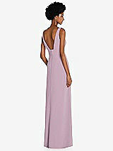 Rear View Thumbnail - Suede Rose Square Low-Back A-Line Dress with Front Slit and Pockets