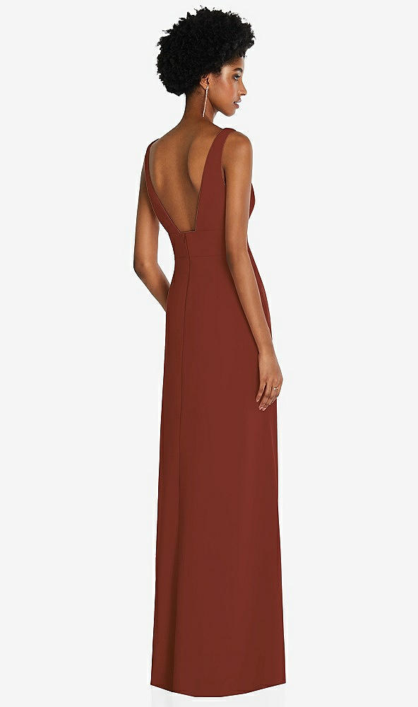Back View - Auburn Moon Square Low-Back A-Line Dress with Front Slit and Pockets