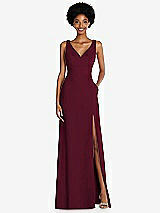 Front View Thumbnail - Cabernet Square Low-Back A-Line Dress with Front Slit and Pockets