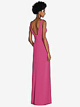 Rear View Thumbnail - Tea Rose Square Low-Back A-Line Dress with Front Slit and Pockets