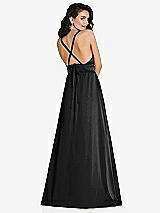 Alt View 1 Thumbnail - Black Deep V-Neck Shirred Skirt Maxi Dress with Convertible Straps