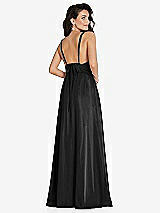 Rear View Thumbnail - Black Deep V-Neck Shirred Skirt Maxi Dress with Convertible Straps