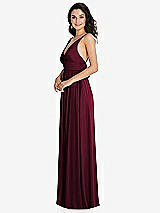 Side View Thumbnail - Cabernet Deep V-Neck Shirred Skirt Maxi Dress with Convertible Straps