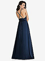 Alt View 1 Thumbnail - Midnight Navy Deep V-Neck Shirred Skirt Maxi Dress with Convertible Straps