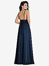 Rear View Thumbnail - Midnight Navy Deep V-Neck Shirred Skirt Maxi Dress with Convertible Straps