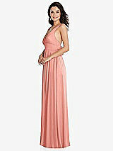 Side View Thumbnail - Rose - PANTONE Rose Quartz Deep V-Neck Shirred Skirt Maxi Dress with Convertible Straps