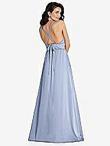 Alt View 1 Thumbnail - Sky Blue Deep V-Neck Shirred Skirt Maxi Dress with Convertible Straps