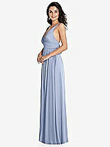 Side View Thumbnail - Sky Blue Deep V-Neck Shirred Skirt Maxi Dress with Convertible Straps