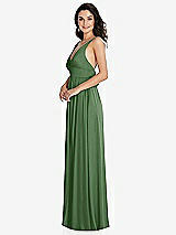 Side View Thumbnail - Vineyard Green Deep V-Neck Shirred Skirt Maxi Dress with Convertible Straps