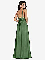 Rear View Thumbnail - Vineyard Green Deep V-Neck Shirred Skirt Maxi Dress with Convertible Straps