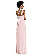 Alt View 2 Thumbnail - Ballet Pink Draped Chiffon Grecian Column Gown with Convertible Straps