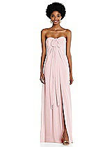 Alt View 3 Thumbnail - Ballet Pink Draped Chiffon Grecian Column Gown with Convertible Straps