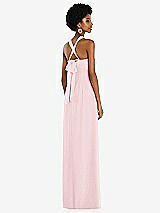 Side View Thumbnail - Ballet Pink Draped Chiffon Grecian Column Gown with Convertible Straps