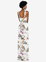 Rear View Thumbnail - Butterfly Botanica Ivory Draped Chiffon Grecian Column Gown with Convertible Straps