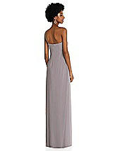 Alt View 4 Thumbnail - Cashmere Gray Draped Chiffon Grecian Column Gown with Convertible Straps