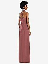 Side View Thumbnail - English Rose Draped Chiffon Grecian Column Gown with Convertible Straps