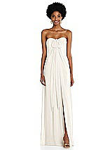 Alt View 3 Thumbnail - Ivory Draped Chiffon Grecian Column Gown with Convertible Straps