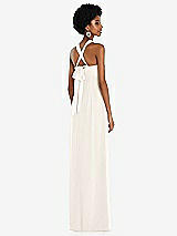 Side View Thumbnail - Ivory Draped Chiffon Grecian Column Gown with Convertible Straps