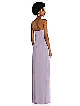 Alt View 4 Thumbnail - Lilac Haze Draped Chiffon Grecian Column Gown with Convertible Straps