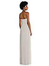 Alt View 4 Thumbnail - Oyster Draped Chiffon Grecian Column Gown with Convertible Straps
